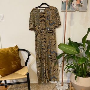 90s Silk Jumpsuit w/ Amazing Pattern frm Black Cat